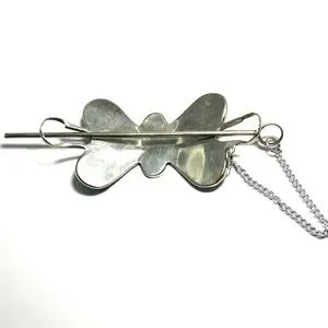 Vintage Mexico Silver Turquoise Inlay Butterfly Hair Clip Barrette Stick Pin Navajo Butterfly Pin - Etsy main image 4